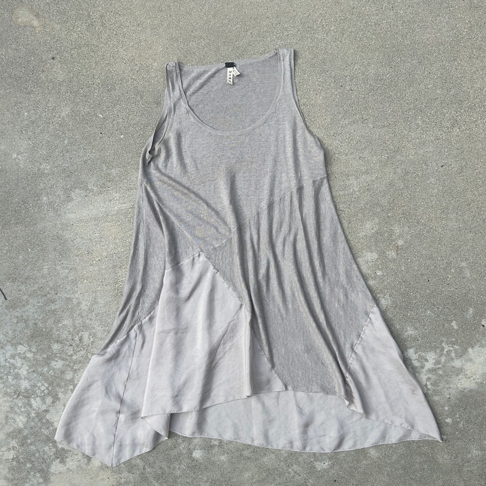 Sleeveless Silk Lightweight Mixed Media Dress- Silk